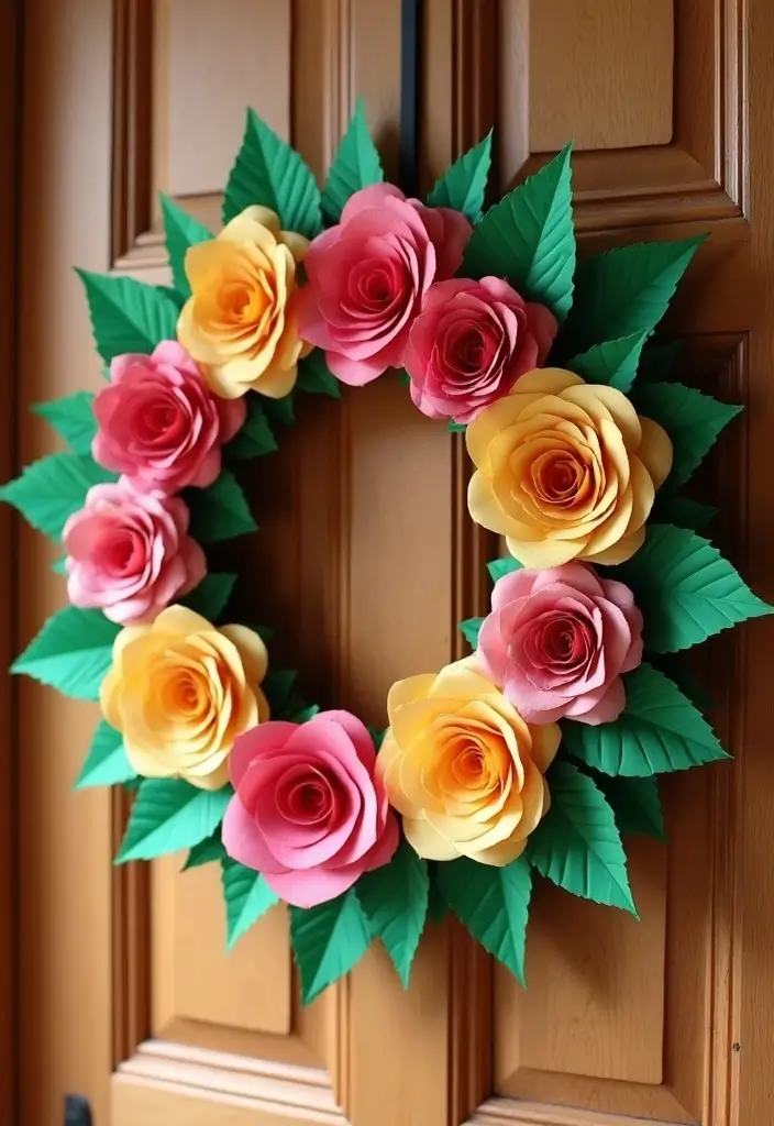 28 Paper Roses DIY Tutorial Ideas That Look Real and Romantic - 5. DIY Paper Rose Wreath