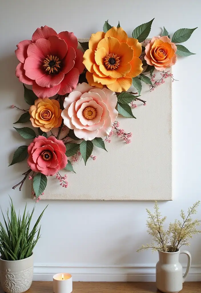 28 Paper Roses DIY Tutorial Ideas That Look Real and Romantic - 7. Wall Art with Paper Roses