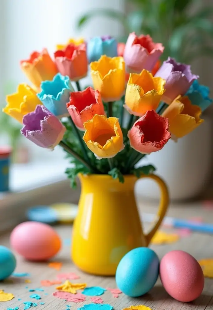 28 Recycled Kids Crafts DIY Projects That Teach Eco Creativity - 1. Egg Carton Flowers