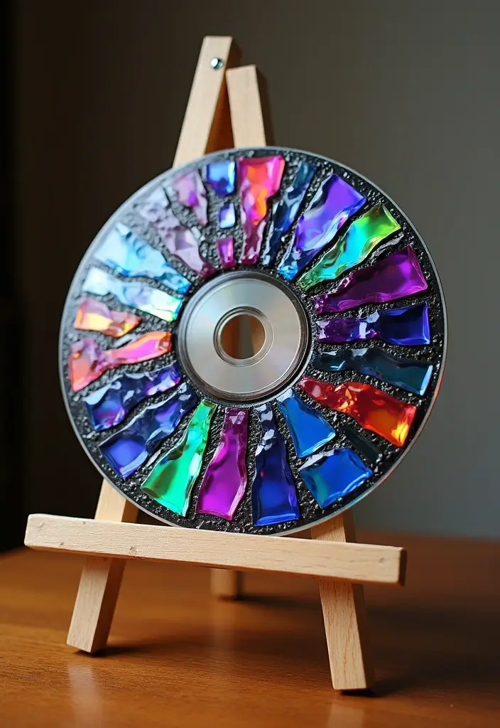 28 Recycled Kids Crafts DIY Projects That Teach Eco Creativity - 10. CD Mosaics