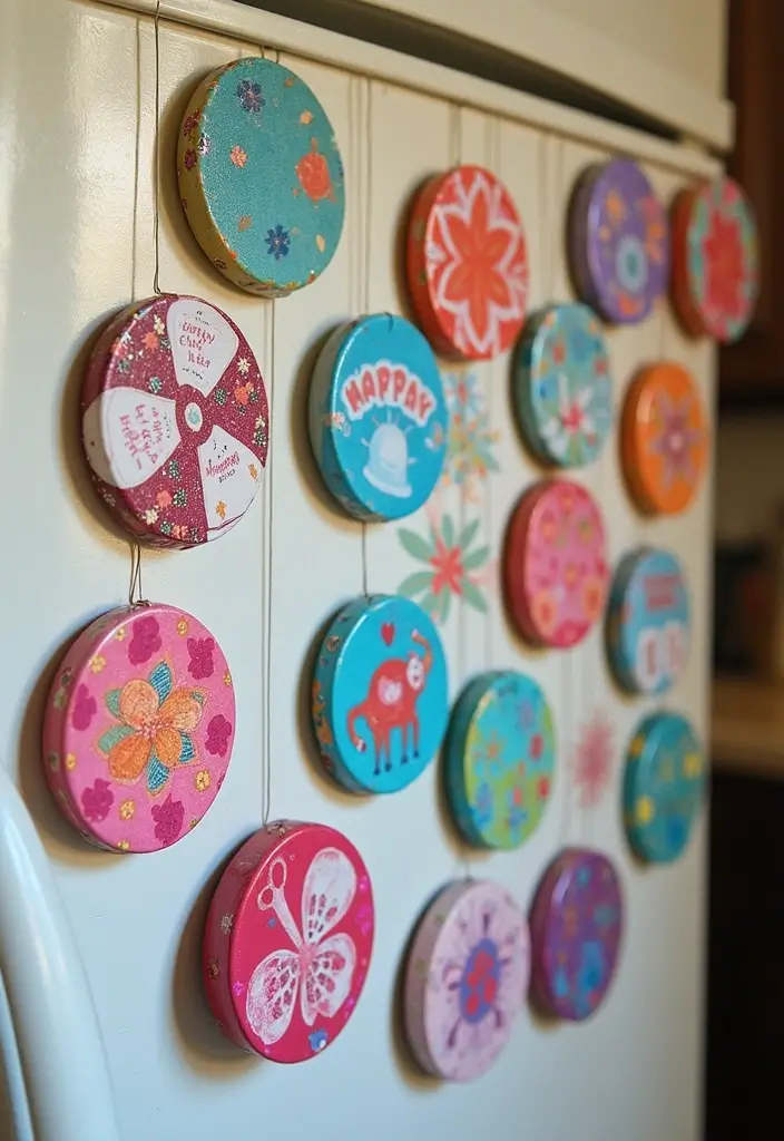 28 Recycled Kids Crafts DIY Projects That Teach Eco Creativity - 13. Upcycled Jar Lid Magnets