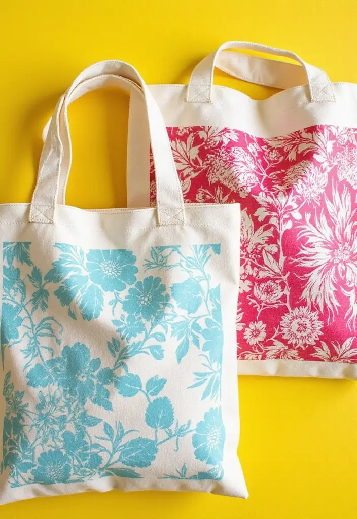 28 Recycled Kids Crafts DIY Projects That Teach Eco Creativity - 21. Upcycled Stenciled Totes