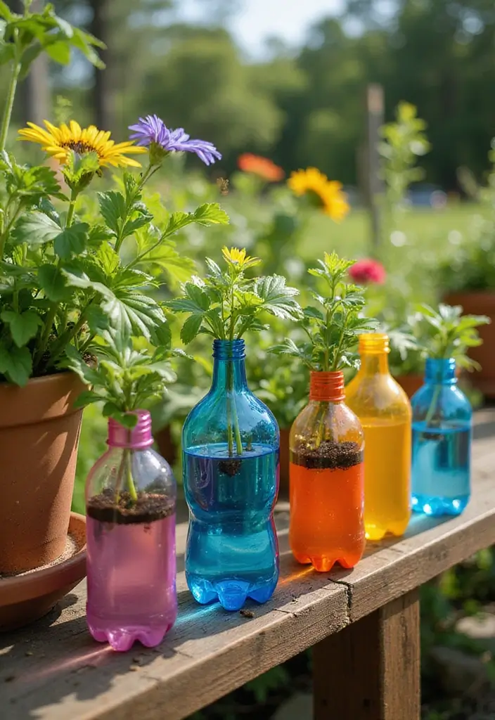 28 Recycled Kids Crafts DIY Projects That Teach Eco Creativity - 24. DIY Water Bottle Planters