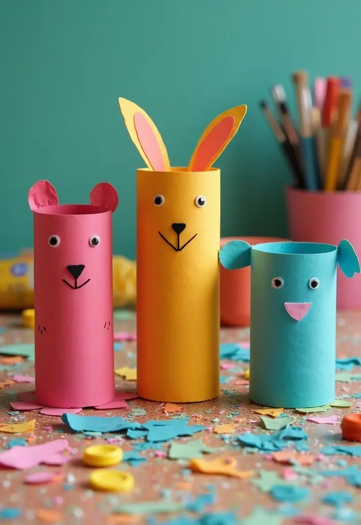 28 Recycled Kids Crafts DIY Projects That Teach Eco Creativity - 4. Paper Roll Animals