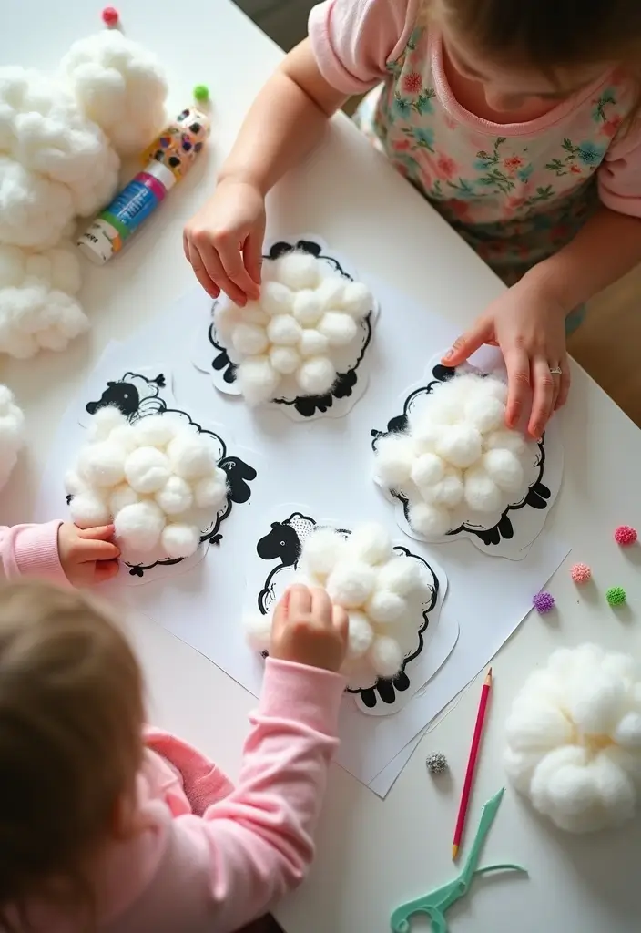 29 Adorable Eco-Friendly Animal Crafts DIY Projects for Kids - 14. Cotton Ball Sheep