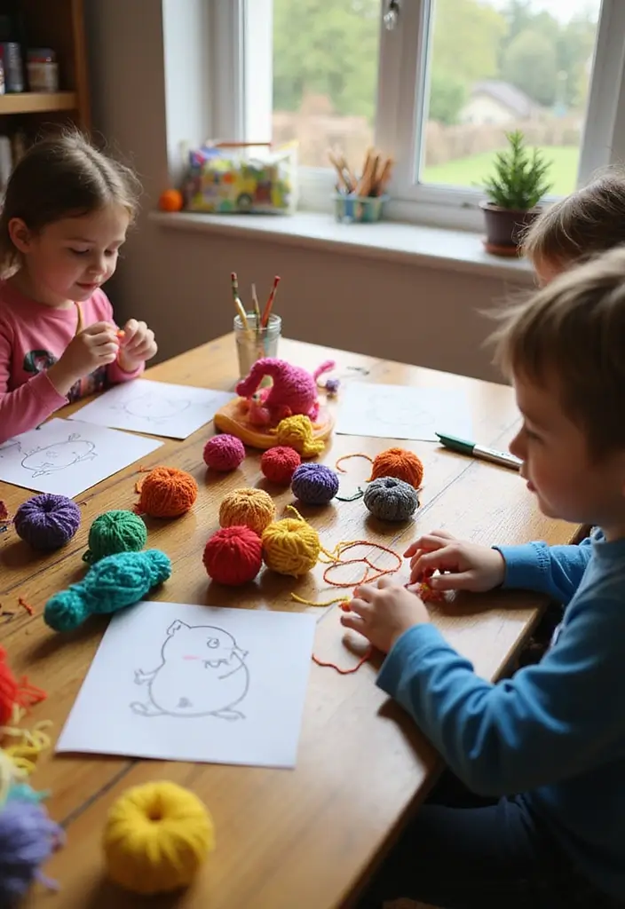 29 Adorable Eco-Friendly Animal Crafts DIY Projects for Kids - 16. Yarn Animal Art