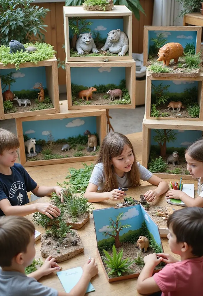 29 Adorable Eco-Friendly Animal Crafts DIY Projects for Kids - 18. DIY Animal Habitat Dioramas