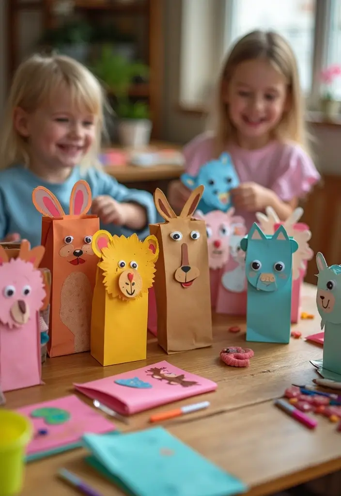 29 Adorable Eco-Friendly Animal Crafts DIY Projects for Kids - 8. Paper Bag Puppets