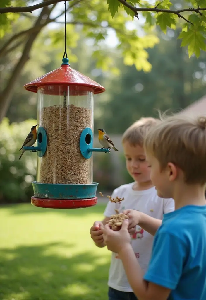 29 DIY Fun Kids Projects That Encourage Learning Through Play - 22. DIY Recycled Bird Feeders