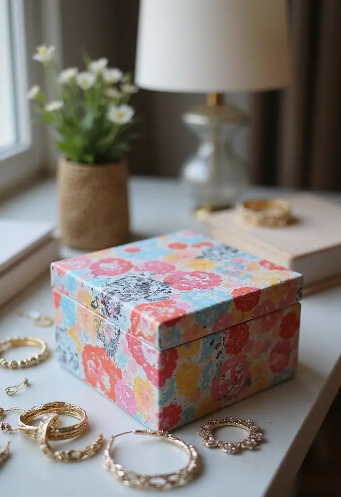 29 DIY Paper Jewelry Box Ideas That Combine Beauty and Function - 12. Chic Box with Hand-Painted Designs