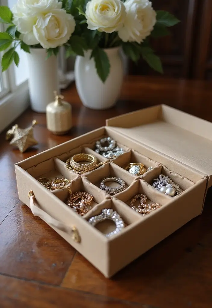 29 DIY Paper Jewelry Box Ideas That Combine Beauty and Function - 17. Box with Compartments