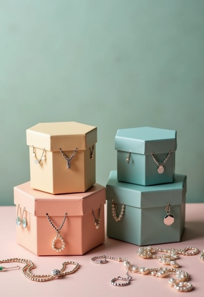 29 DIY Paper Jewelry Box Ideas That Combine Beauty and Function - 18. Creative Hexagonal Boxes