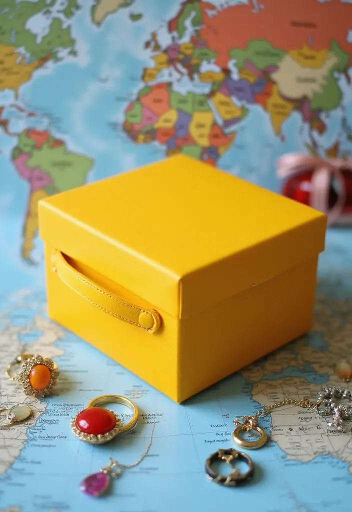 29 DIY Paper Jewelry Box Ideas That Combine Beauty and Function - 28. Brightly Colored Box with Handles