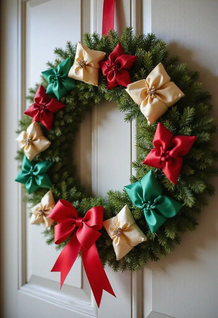 29 DIY Paper Wreath Designs That Add Charm to Any Door - 20. DIY Gift-Wrapping Wreath