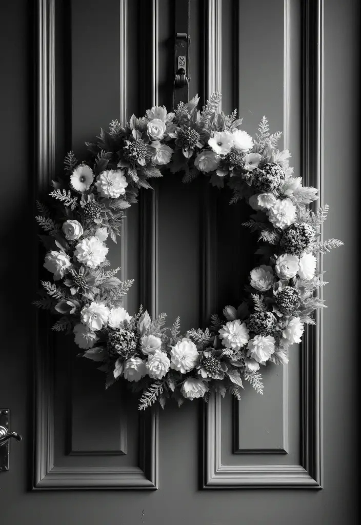 29 DIY Paper Wreath Designs That Add Charm to Any Door - 28. Classic Monochrome