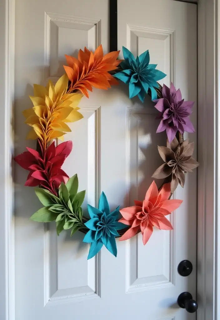 29 DIY Paper Wreath Designs That Add Charm to Any Door - 8. Geometric Shapes Extravaganza