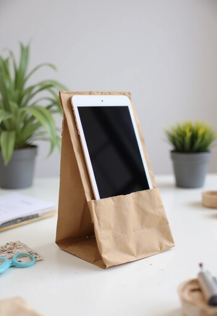 29 Paper Bag Crafts DIY Ideas That Are Stylish and Sustainable - 10. Functional Tablet or Phone Stand