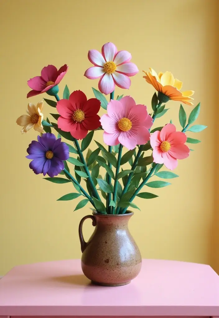 29 Paper Crafts DIY Decoration Ideas That Brighten Any Room - 1. Whimsical Paper Flowers