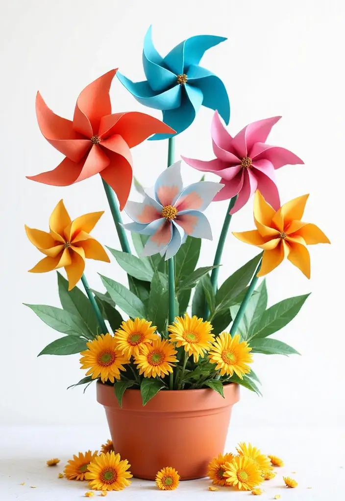 29 Paper Crafts DIY Decoration Ideas That Brighten Any Room - 19. Paper Pinwheels