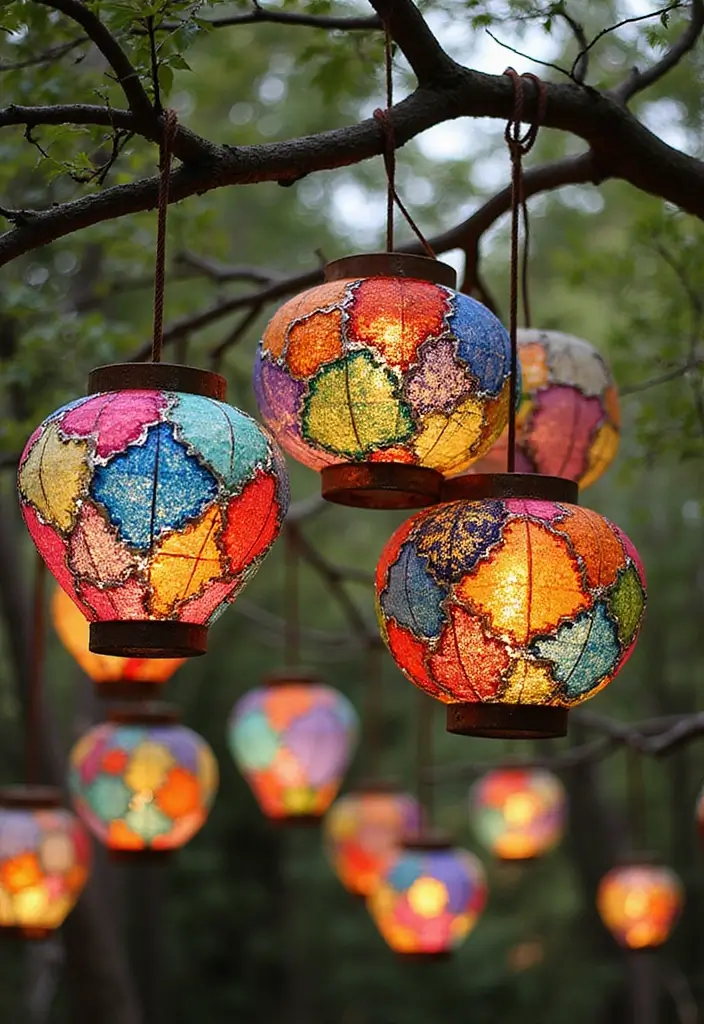 29 Paper Lantern Crafts DIY Ideas to Light Up Your Evenings - 14. Patchwork Lanterns
