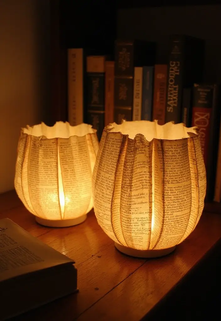29 Paper Lantern Crafts DIY Ideas to Light Up Your Evenings - 23. Recycled Book Lanterns