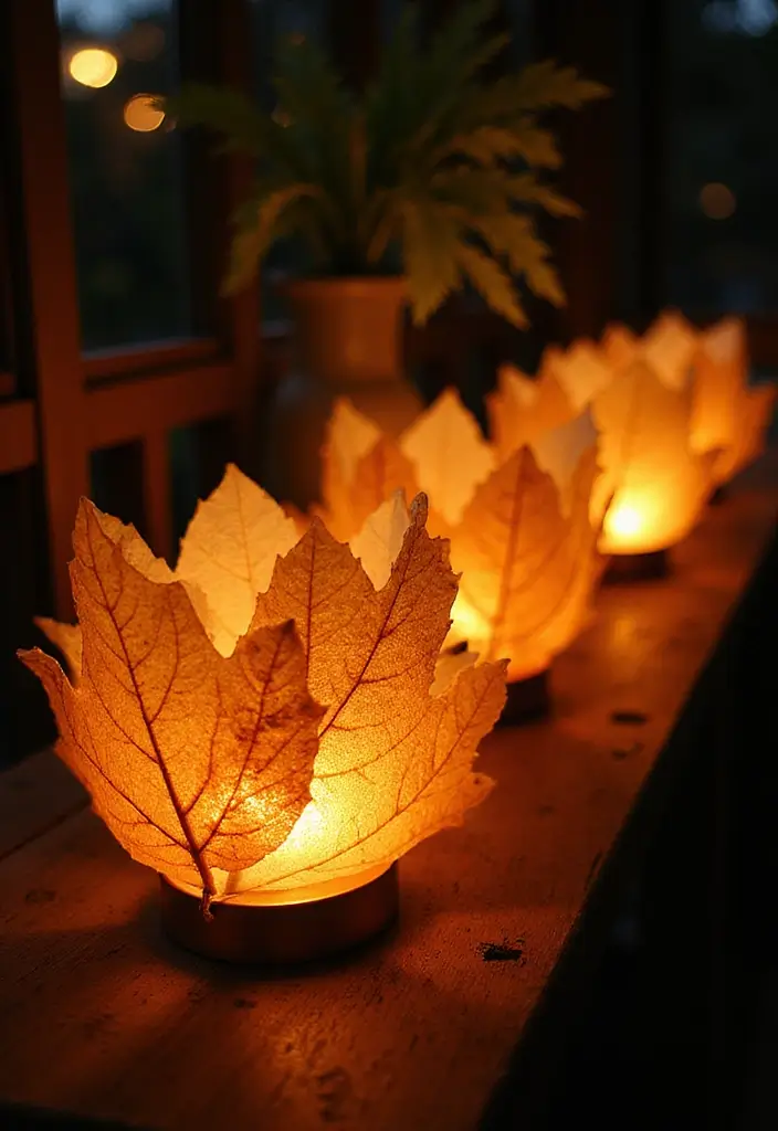 29 Paper Leaf Crafts DIY Ideas for Nature-Inspired Decor - 10. Leaf Lanterns for Ambiance