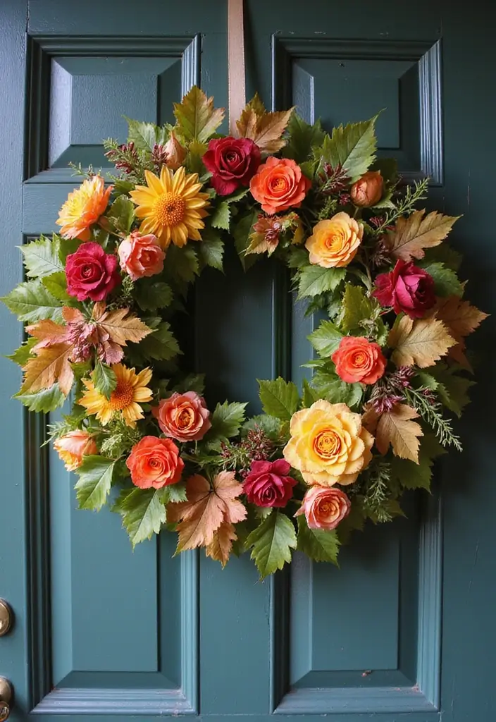 29 Paper Leaf Crafts DIY Ideas for Nature-Inspired Decor - 14. Leaf and Flower Wreath