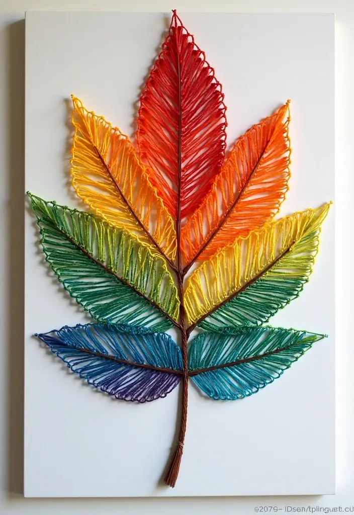 29 Paper Leaf Crafts DIY Ideas for Nature-Inspired Decor - 17. Leaf String Art