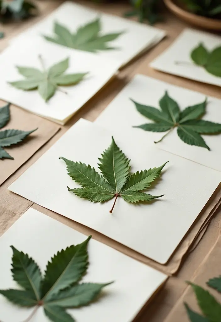 29 Paper Leaf Crafts DIY Ideas for Nature-Inspired Decor - 18. Leaf-Pressed Greeting Cards
