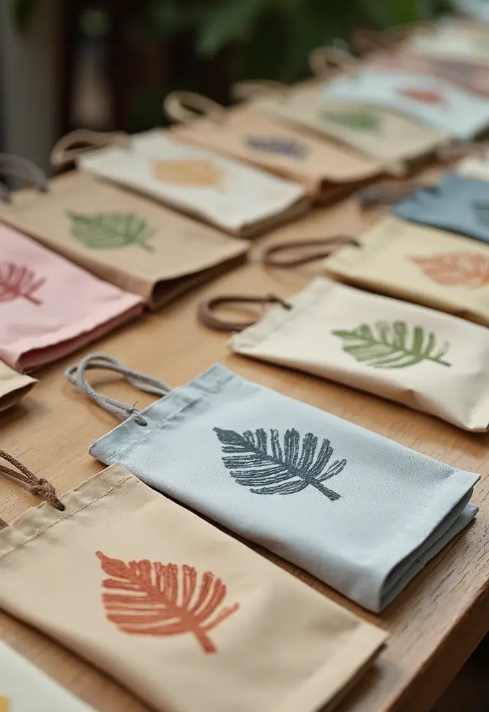 29 Paper Leaf Crafts DIY Ideas for Nature-Inspired Decor - 23. Leaf-Stamped Bags