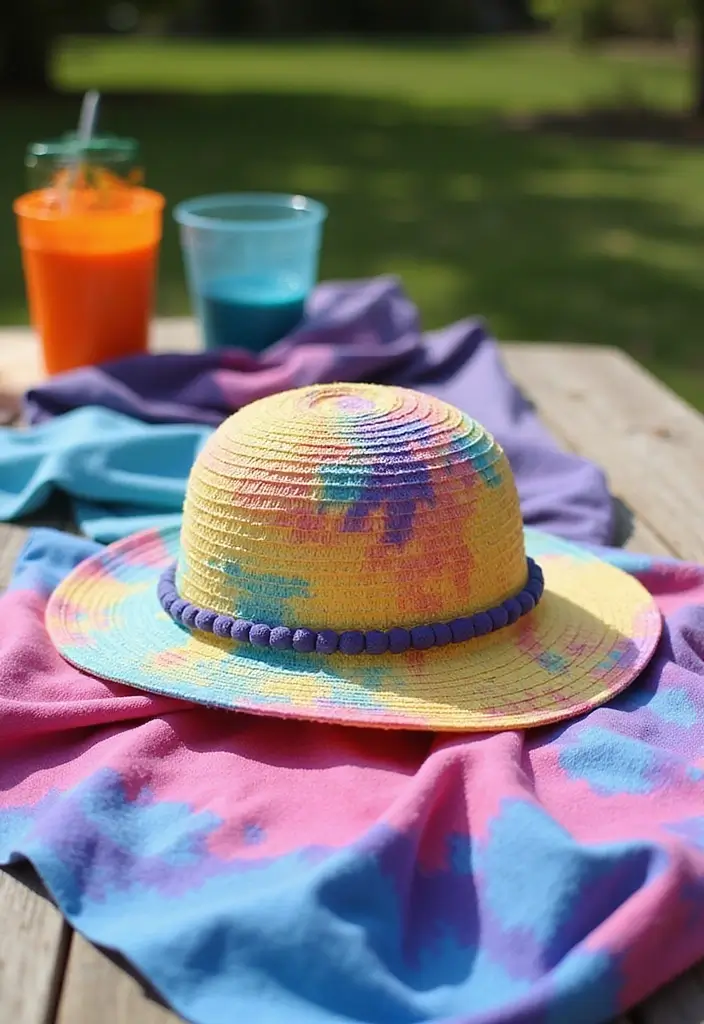 29 Summer Crafts for Kids DIY Projects for Bright Sunny Days - 13. DIY Tie-Dye Sun Hats