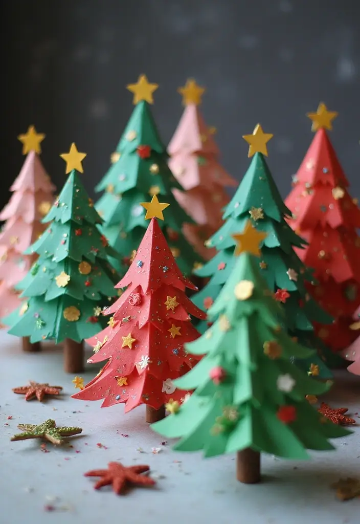 30 3D Paper Crafts DIY Ideas for Eye-Catching Creations - 15. 3D Paper Christmas Trees