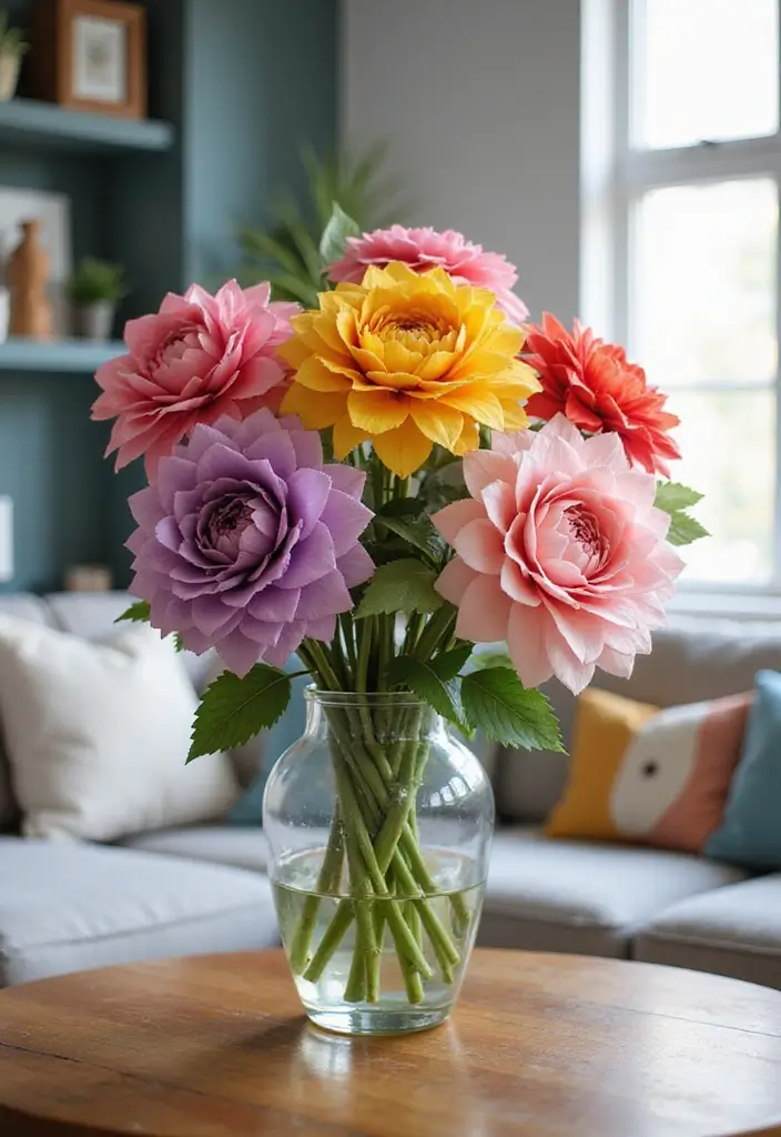 30 3D Paper Crafts DIY Ideas for Eye-Catching Creations - 22. Paper Crepe Flowers