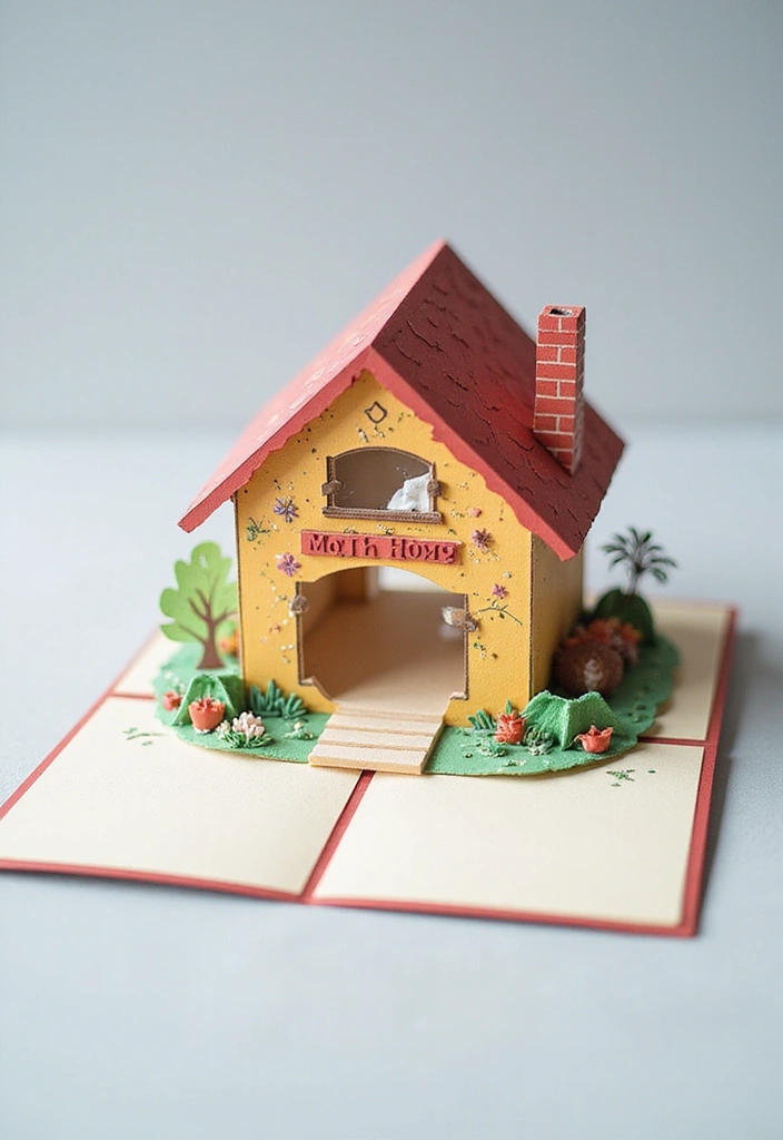 30 3D Paper Crafts DIY Ideas for Eye-Catching Creations - 23. 3D Paper House Cards
