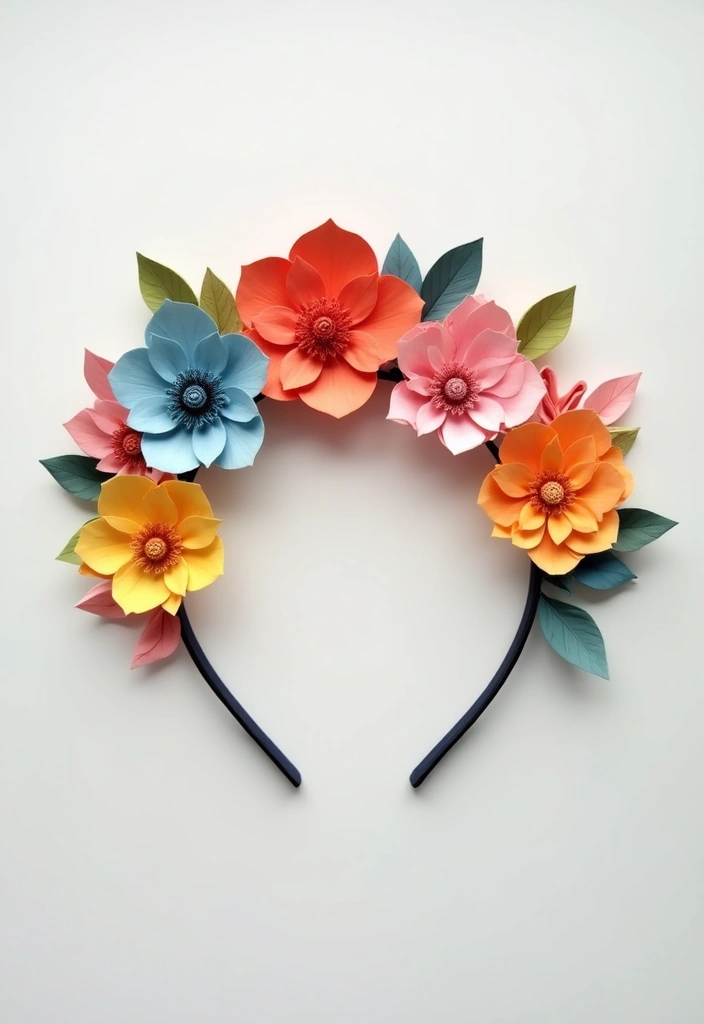 30 DIY Paper Flower Crafts That Bloom with Beauty - 16. Paper Flower Headbands