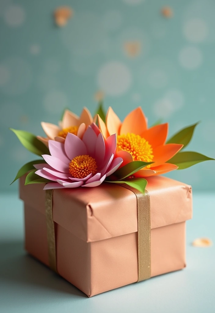 30 DIY Paper Flower Crafts That Bloom with Beauty - 17. Paper Flower Gift Wrap