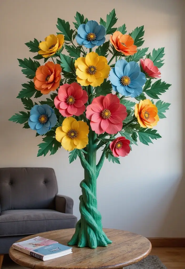 30 DIY Paper Flower Crafts That Bloom with Beauty - 21. Paper Flower Tree