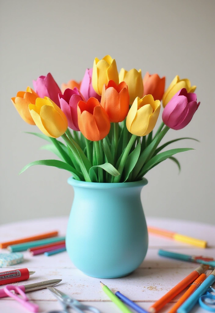 30 DIY Paper Flower Crafts That Bloom with Beauty - 6. Whimsical Paper Tulips