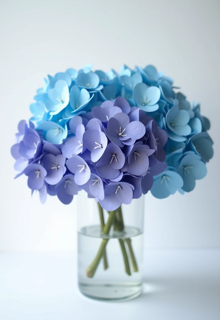 30 DIY Paper Flower Crafts That Bloom with Beauty - 7. Layered Paper Hydrangeas