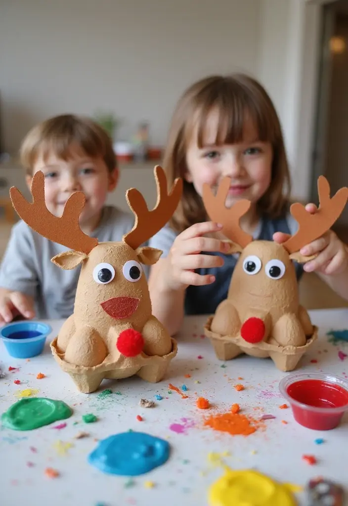30 Holiday Crafts for Kids DIY Ideas That Make Every Season Magical - 6. Egg Carton Reindeer