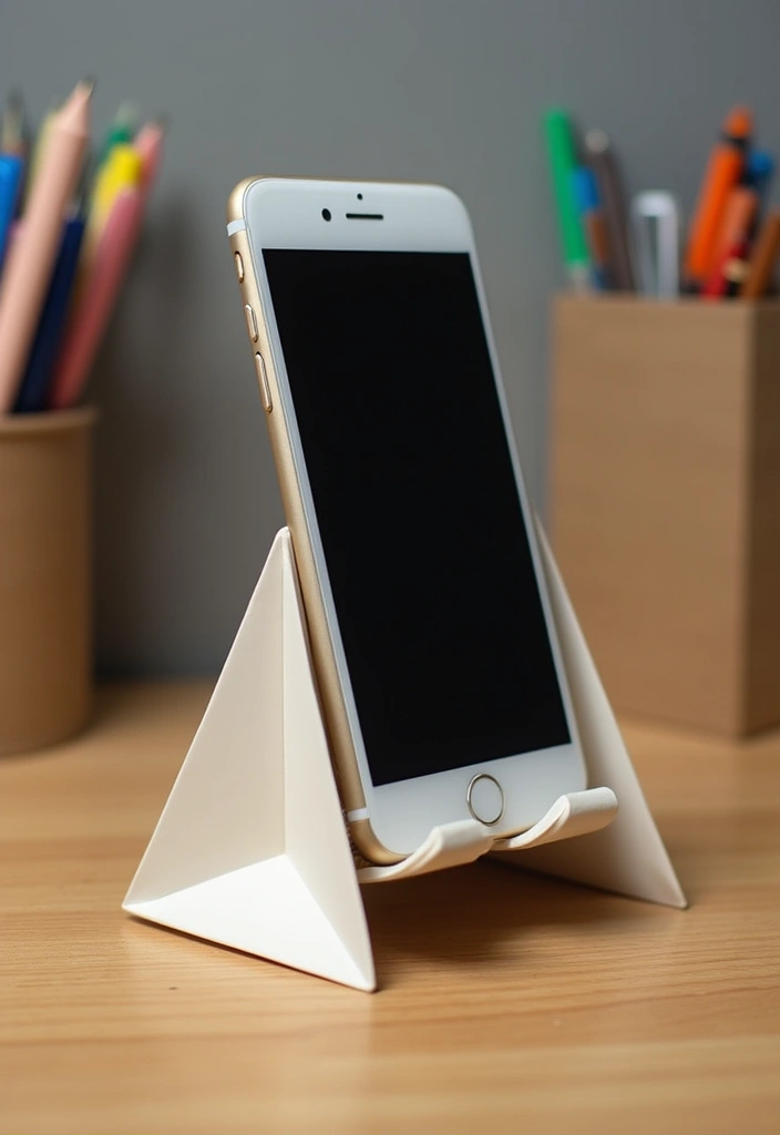 30 Origami Paper Crafts DIY Projects That Bring Joy to Your Day - 12. Origami Phone Stand