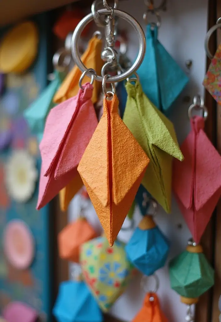30 Origami Paper Crafts DIY Projects That Bring Joy to Your Day - 17. Origami Keychains