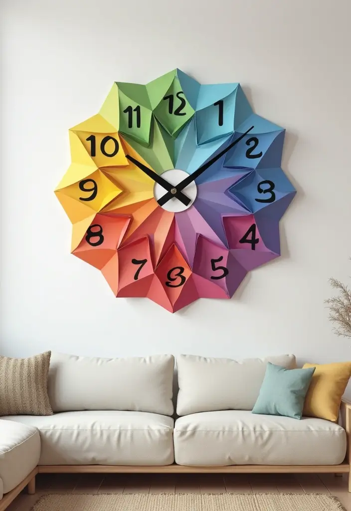 30 Origami Paper Crafts DIY Projects That Bring Joy to Your Day - 21. Origami Wall Clock