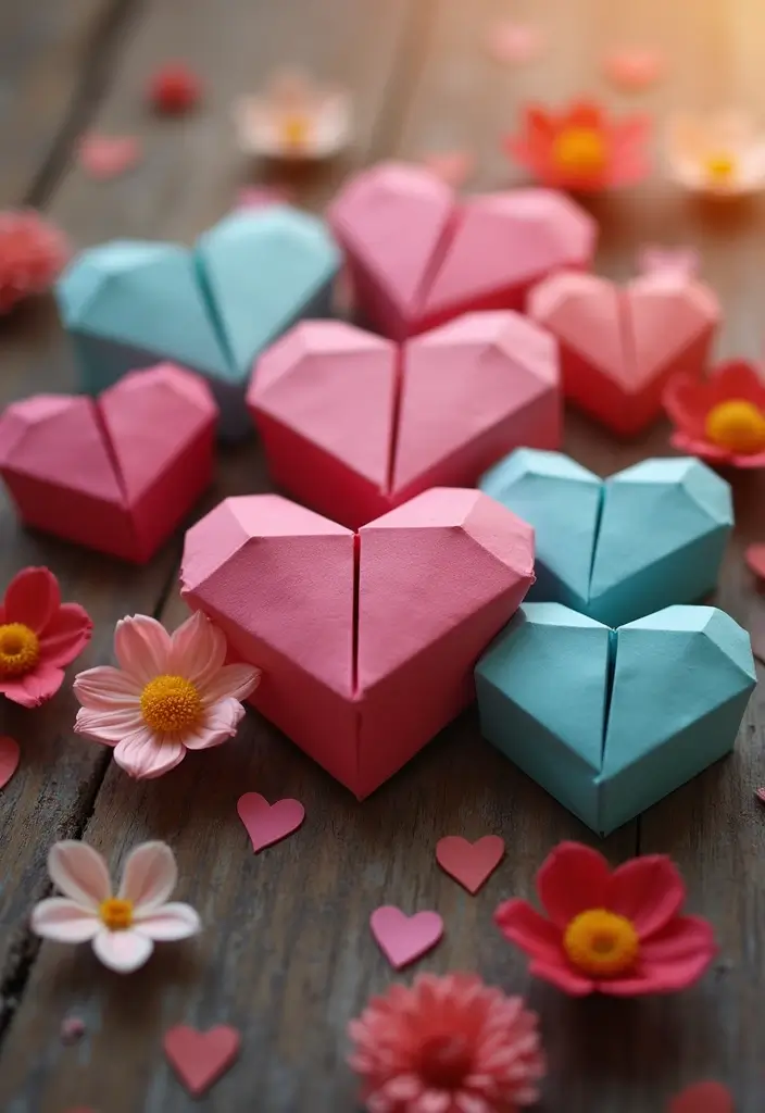 30 Origami Paper Crafts DIY Projects That Bring Joy to Your Day - 9. Origami Hearts for Loved Ones