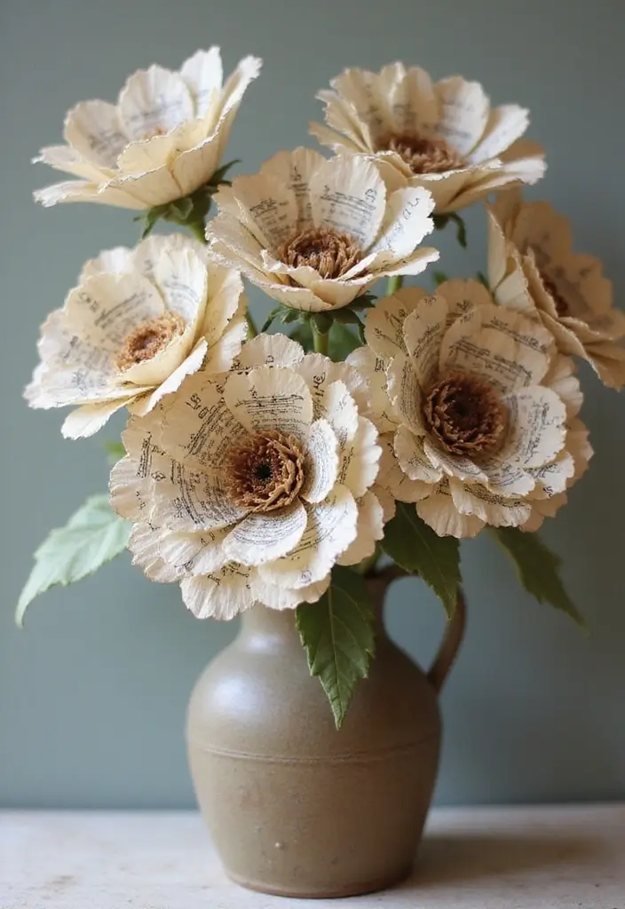 30 Paper Bouquet DIY Ideas That Last Forever - 13. Vintage Paper Bloom Bouquets