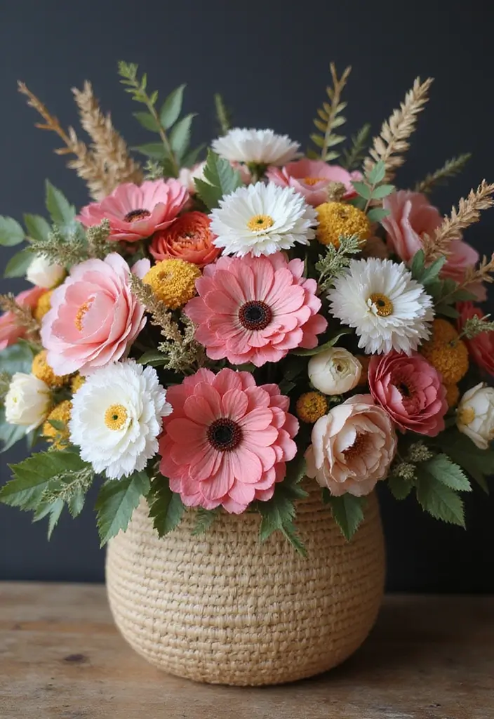 30 Paper Bouquet DIY Ideas That Last Forever - 17. Boho Style Paper Bouquets