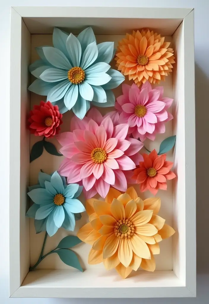 30 Paper Bouquet DIY Ideas That Last Forever - 30. Unique Shadow Boxes with Paper Flowers