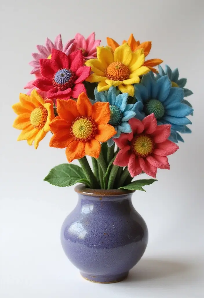 30 Paper Bouquet DIY Ideas That Last Forever - 7. Charming Felt Flowers