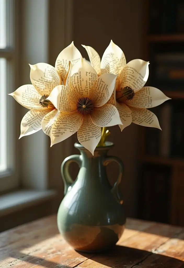 30 Paper Bouquet DIY Ideas That Last Forever - 8. Beautiful Book Page Blooms