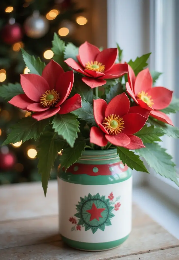 30 Paper Bouquet DIY Ideas That Last Forever - 9. Festive Holiday Paper Flowers